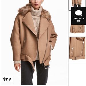NWT- H&M fur collar jacket